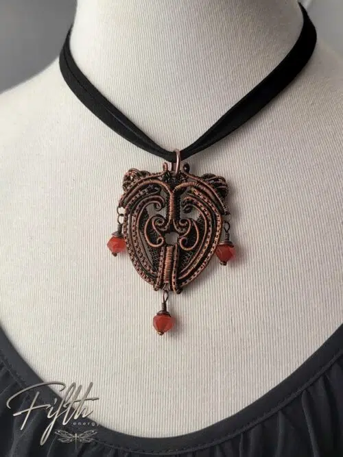 Carnelian Copper Heart Choker Fifth Energy Jewelry