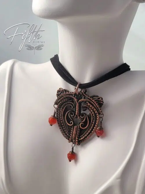 Carnelian Copper Heart Choker Fifth Energy Jewelry