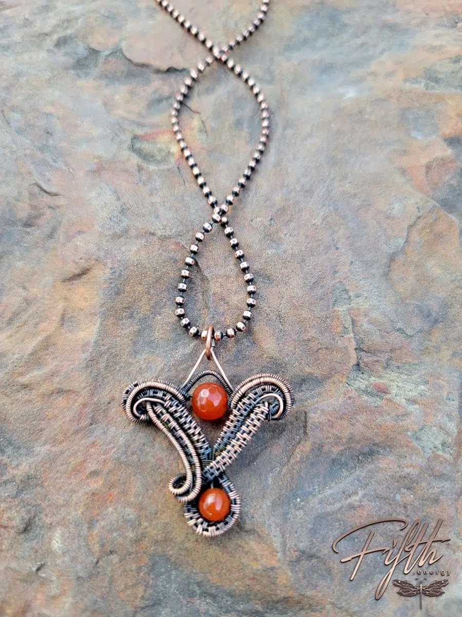 Carnelian Twist Copper Necklace Fifth Energy Jewelry