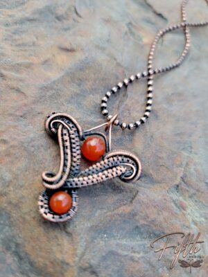 Carnelian Twist Copper Necklace Fifth Energy Jewelry