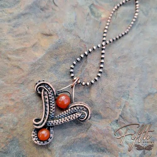 Carnelian Twist Copper Necklace Fifth Energy Jewelry