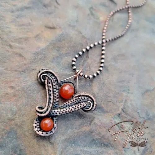 Carnelian Twist Copper Necklace Fifth Energy Jewelry