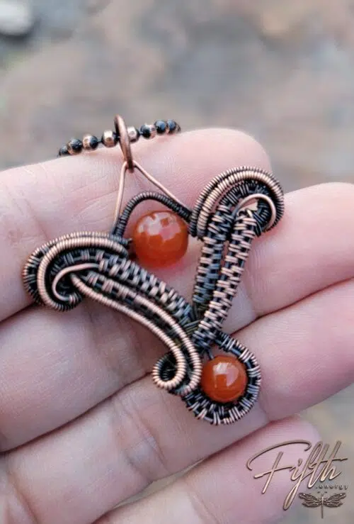 Carnelian Twist Copper Necklace Fifth Energy Jewelry