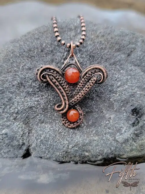 Carnelian Twist Copper Necklace Fifth Energy Jewelry