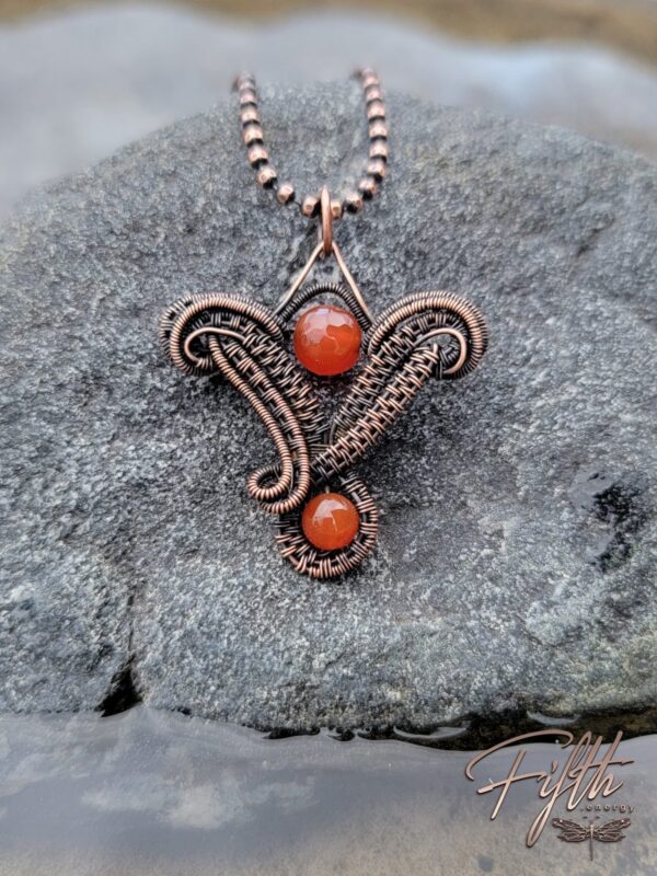 Carnelian twist copper necklace fifth energy jewelry
