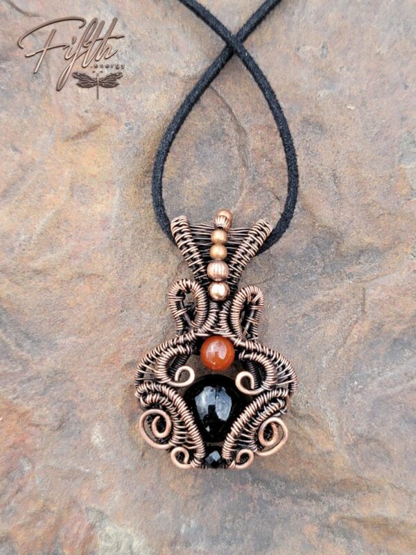 Copper Amulet Triple Gemstone Necklace Fifth Energy Jewelry