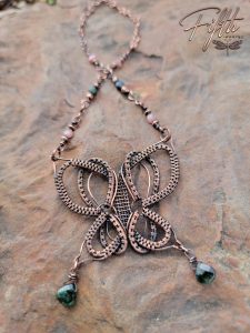 Tourmaline Copper Butterfly Necklace Fifth Energy Jewelry