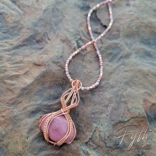 Pretty in Pink Rhodonite Copper Necklace Fifth Energy Jewelry