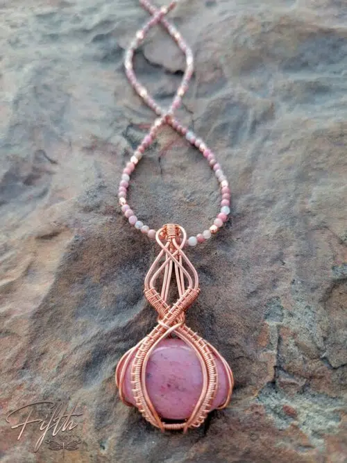 Pretty in Pink Rhodonite Copper Necklace Fifth Energy Jewelry