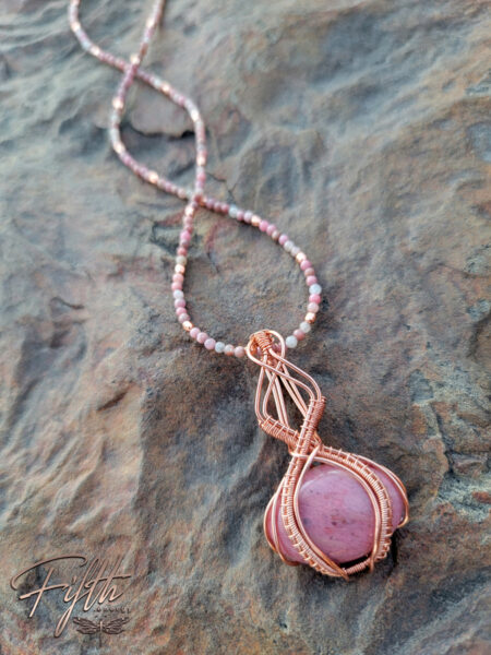 Pretty in pink rhodonite copper necklace