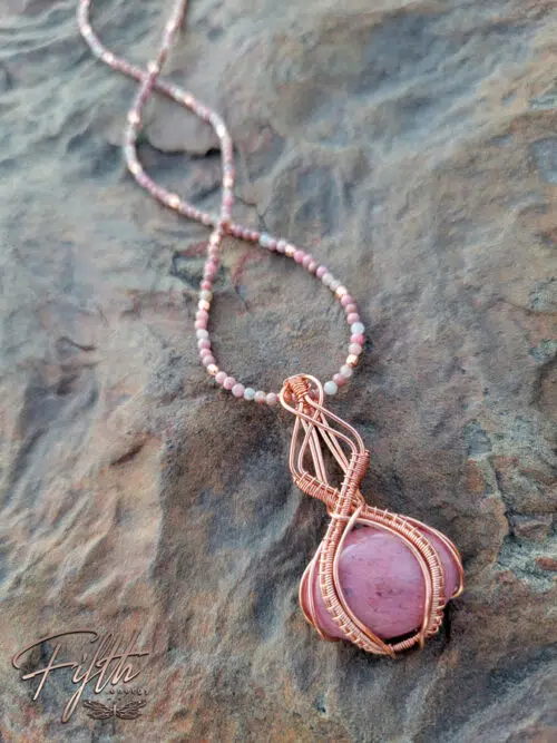 Pretty in Pink Rhodonite Copper Necklace Fifth Energy Jewelry