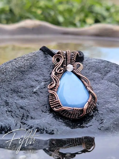 Blue Opal in Copper Faux Suede Fifth Energy Jewelry