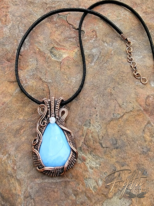 Blue Opal in Copper Faux Suede Fifth Energy Jewelry