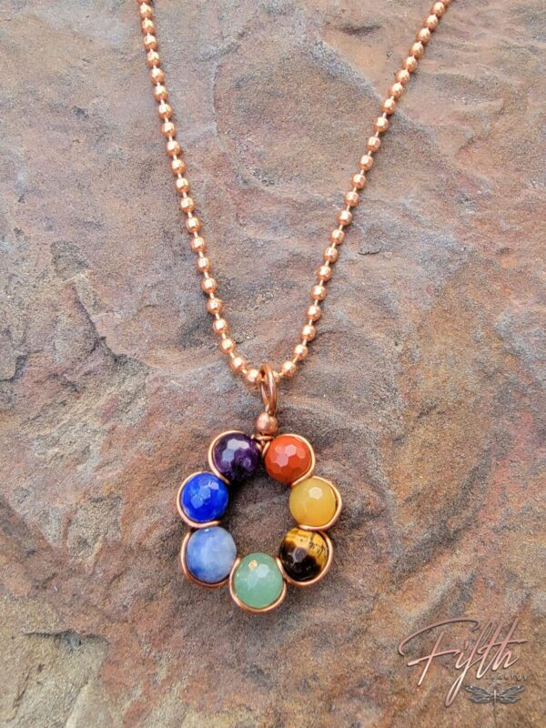 Chakra flower necklace fifth energy jewelry