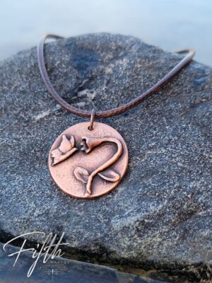Copper Butterfly & Flower Coin Necklace Fifth Energy Jewelry