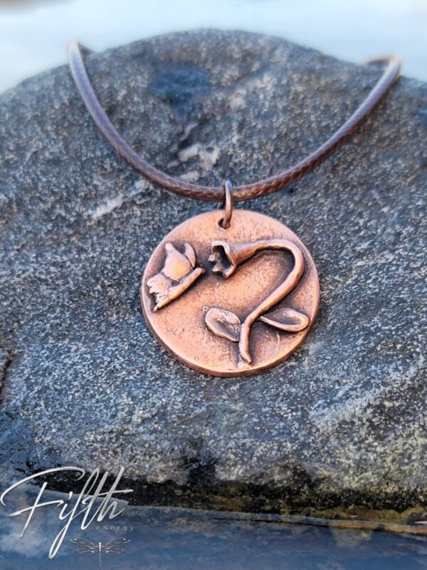 Copper butterfly & flower coin necklace fifth energy jewelry