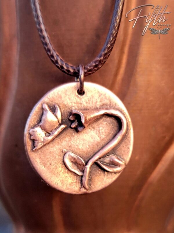 Copper butterfly & flower coin pendant fifth energy jewelry