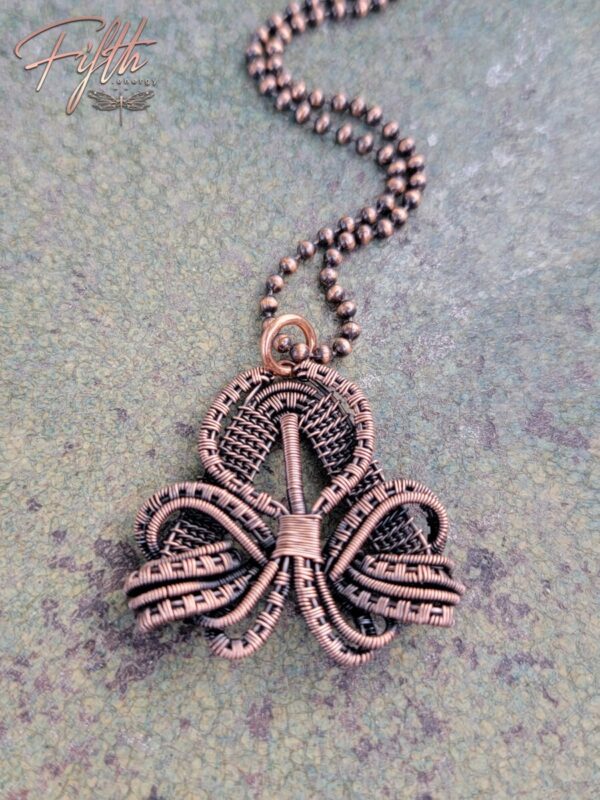 Copper clover necklace fifth energy jewelry
