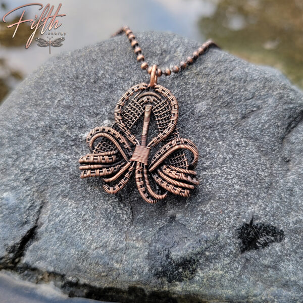 Copper clover necklace fifth energy jewelry
