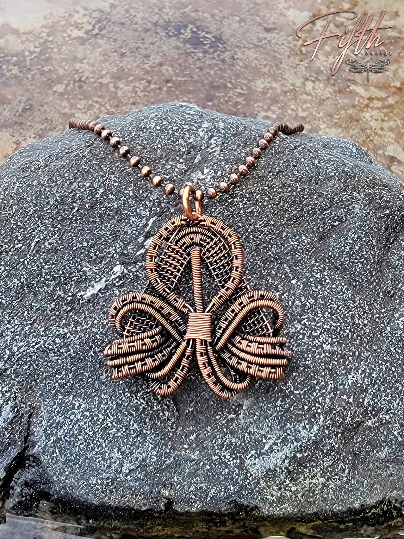 Copper Clover Necklace 7 Copper Clover Pendant Fifth Energy Jewelry