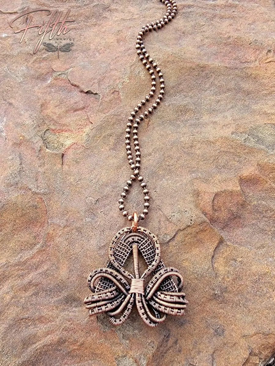 Copper Clover Necklace 8 Copper Clover Pendant Fifth Energy Jewelry