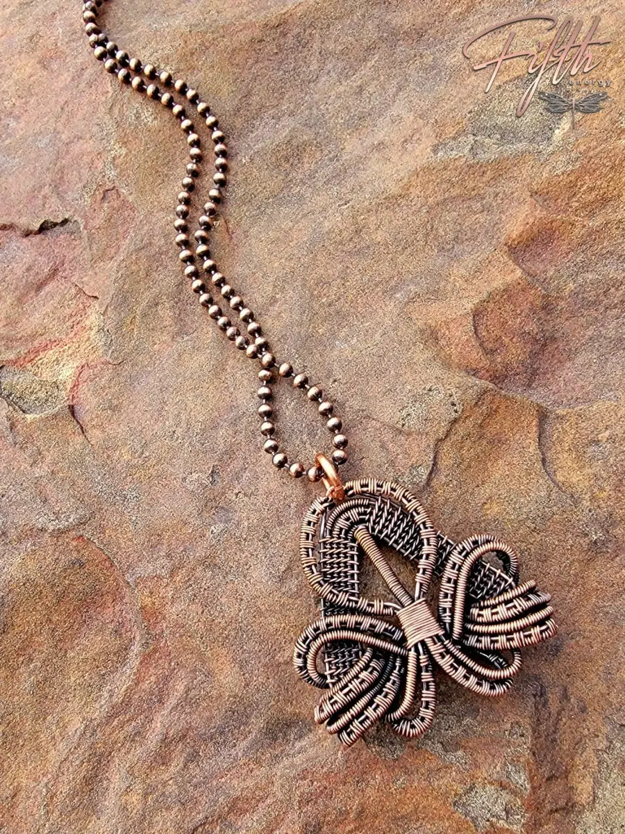 Copper Clover Necklace 9 Copper Clover Pendant Fifth Energy Jewelry