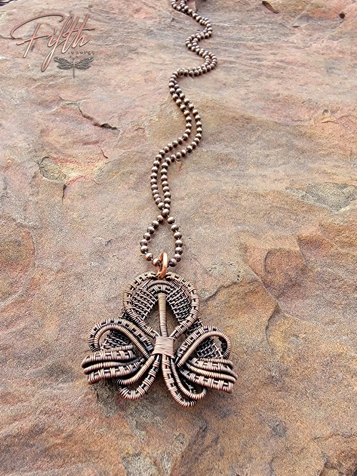 Copper Clover Necklace 10 Copper Clover Pendant Fifth Energy Jewelry