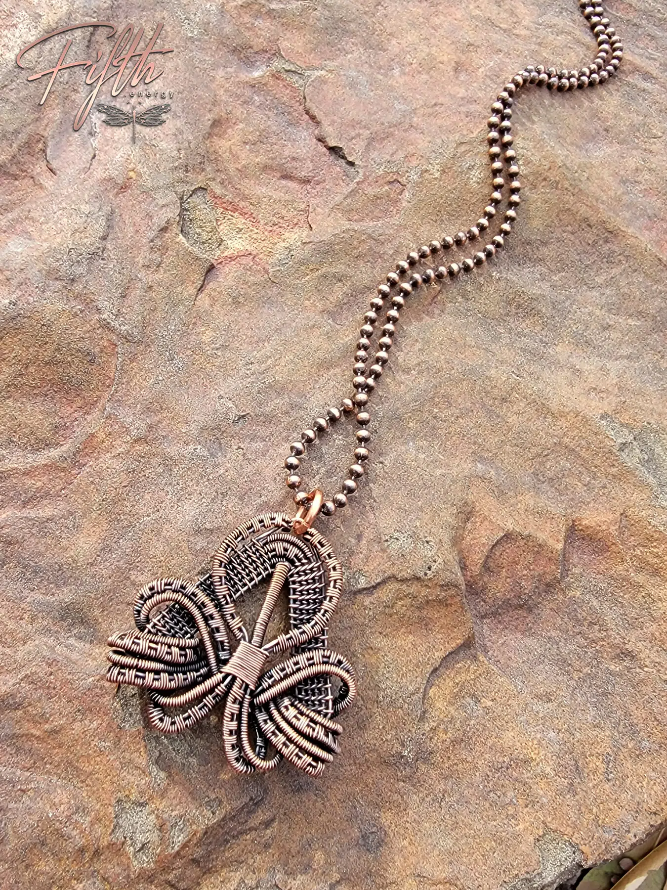 Copper Clover Necklace 11 Copper Clover Pendant Fifth Energy Jewelry