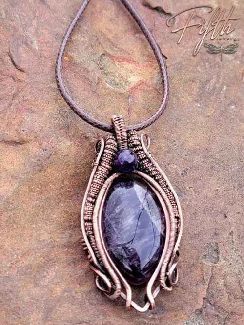 Deep Purple Amethyst Necklace Fifth Energy Copper Jewelry