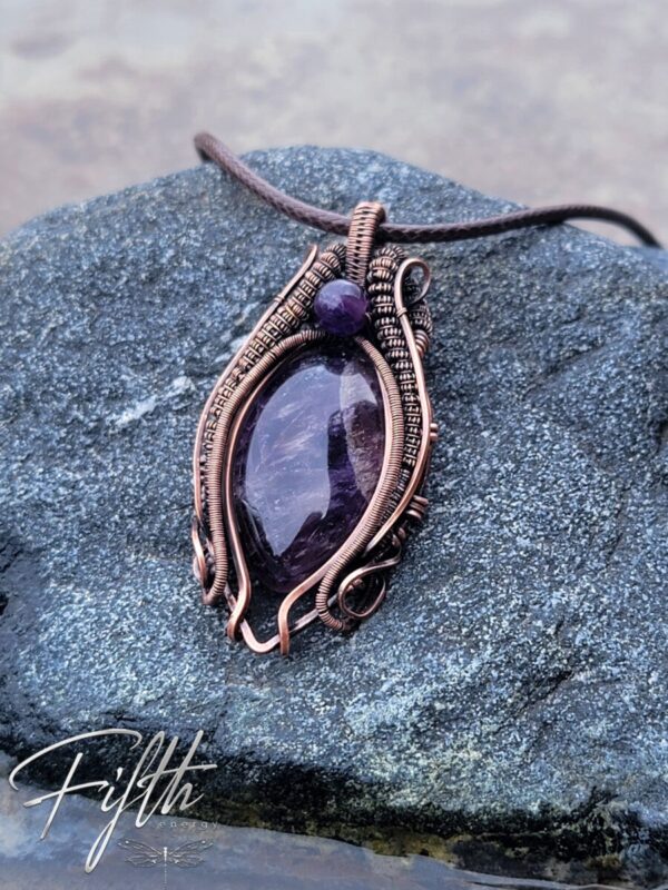 Deep purple amethyst necklace fifth energy copper jewelry