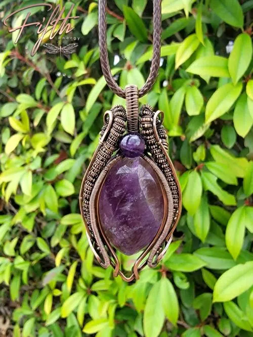 Deep Purple Amethyst Necklace Fifth Energy Copper Jewelry