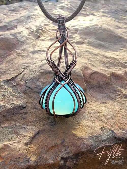 Fifth Energy Jewelry Blue Chalcedony Copper Necklace