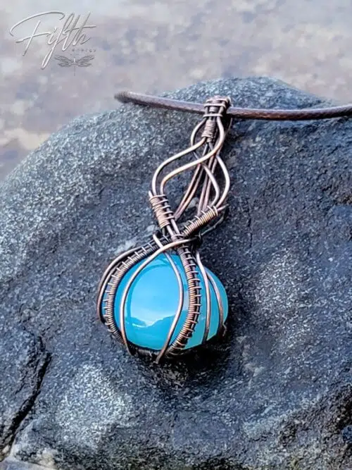 Fifth Energy Jewelry Blue Chalcedony Copper Necklace