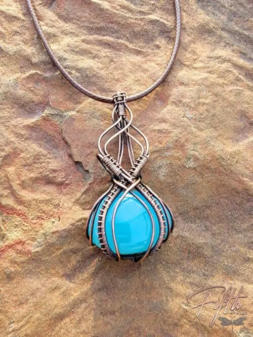 Fifth Energy Jewelry Blue Chalcedony Copper Necklace