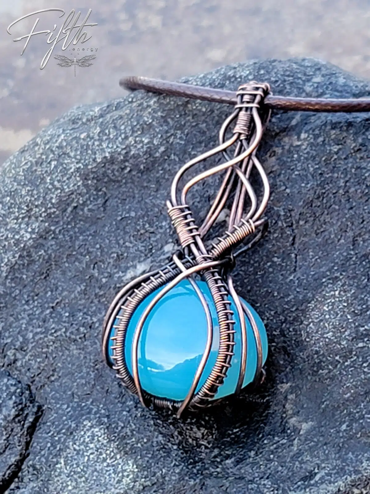 Fifth Energy Jewelry Blue Chalcedony Copper Necklace