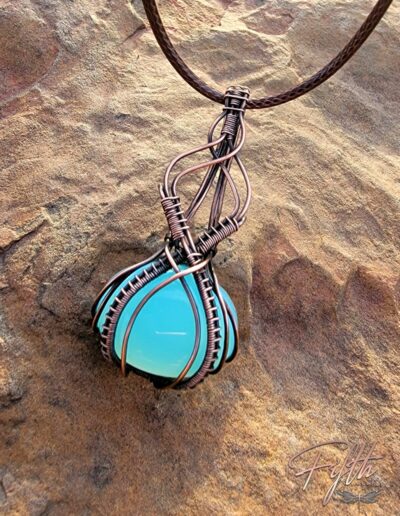 Fifth Energy Jewelry Blue Chalcedony Copper Necklace