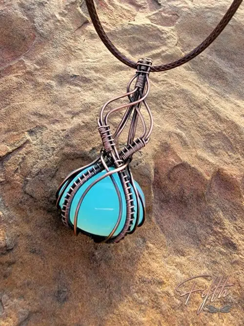 Fifth Energy Jewelry Blue Chalcedony Copper Necklace