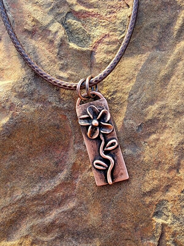 Copper flower necklace fifth energy copper jewelry