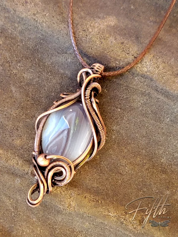 Botswana agate copper necklace fifth energy jewelry