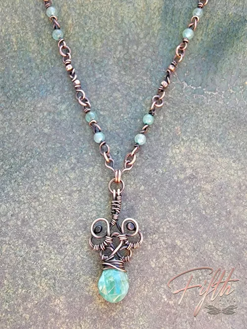 Emerald and Green Aventurine Necklace Fifth Energy Jewelry
