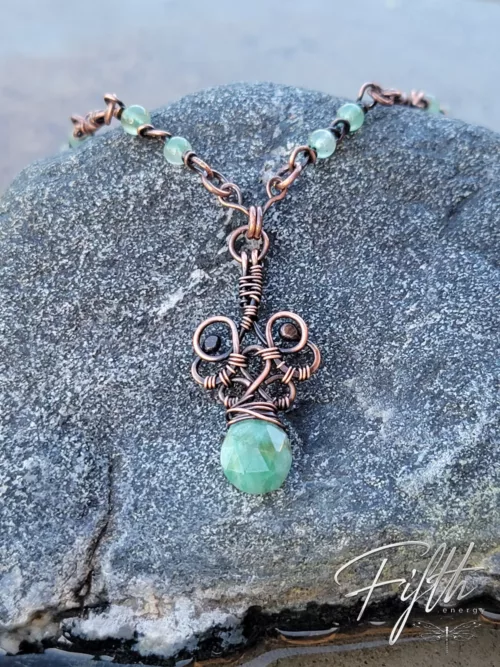 Emerald and Green Aventurine Necklace Fifth Energy Jewelry