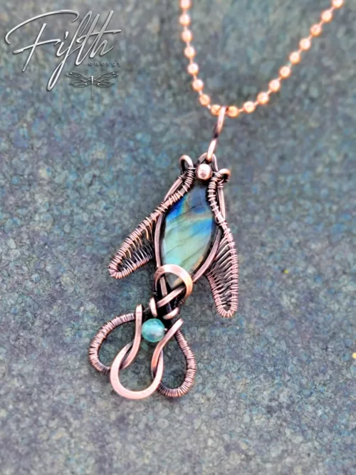 Labradorite Fish Necklace Fifth Energy Copper Jewelry