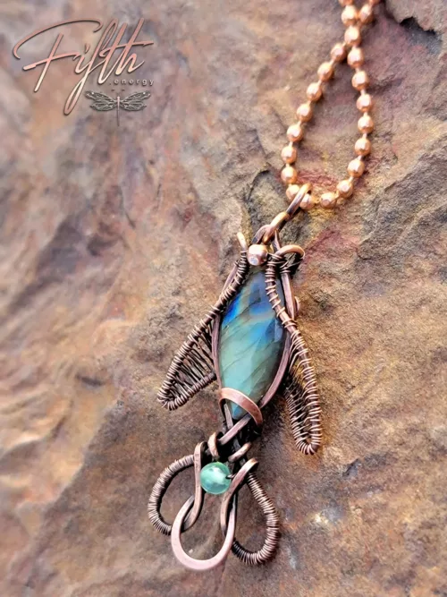 Labradorite Fish Necklace Fifth Energy Copper Jewelry