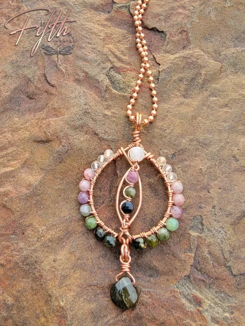 Tourmaline Ring Necklace Fifth Energy Copper Jewelry