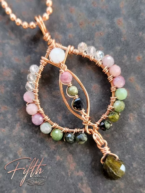 Tourmaline Ring Necklace Fifth Energy Copper Jewelry
