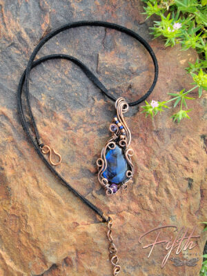 Labradorite Lapis Lazuli and Amethyst Copper Swirls Fifth Energy Jewelry