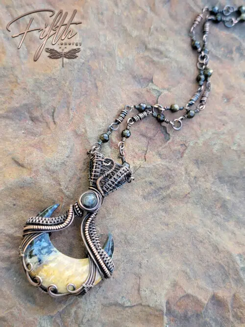 Palm Root Crescent Stone Fifth Energy Copper Moon Jewelry