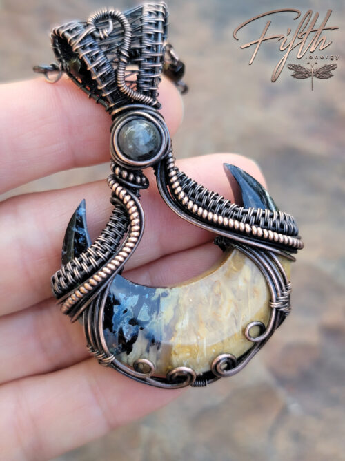 Palm Root Crescent Stone Fifth Energy Copper Moon Jewelry