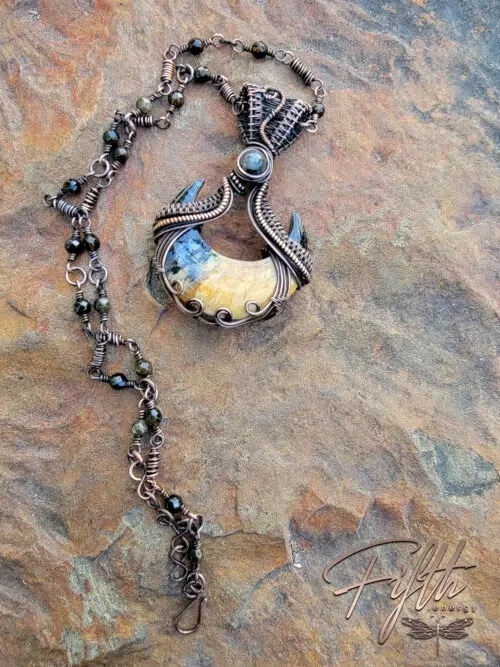 Palm Root Crescent Stone Fifth Energy Copper Moon Jewelry