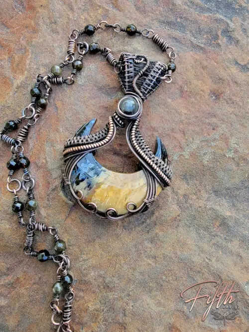 Palm Root Crescent Stone Fifth Energy Copper Moon Jewelry